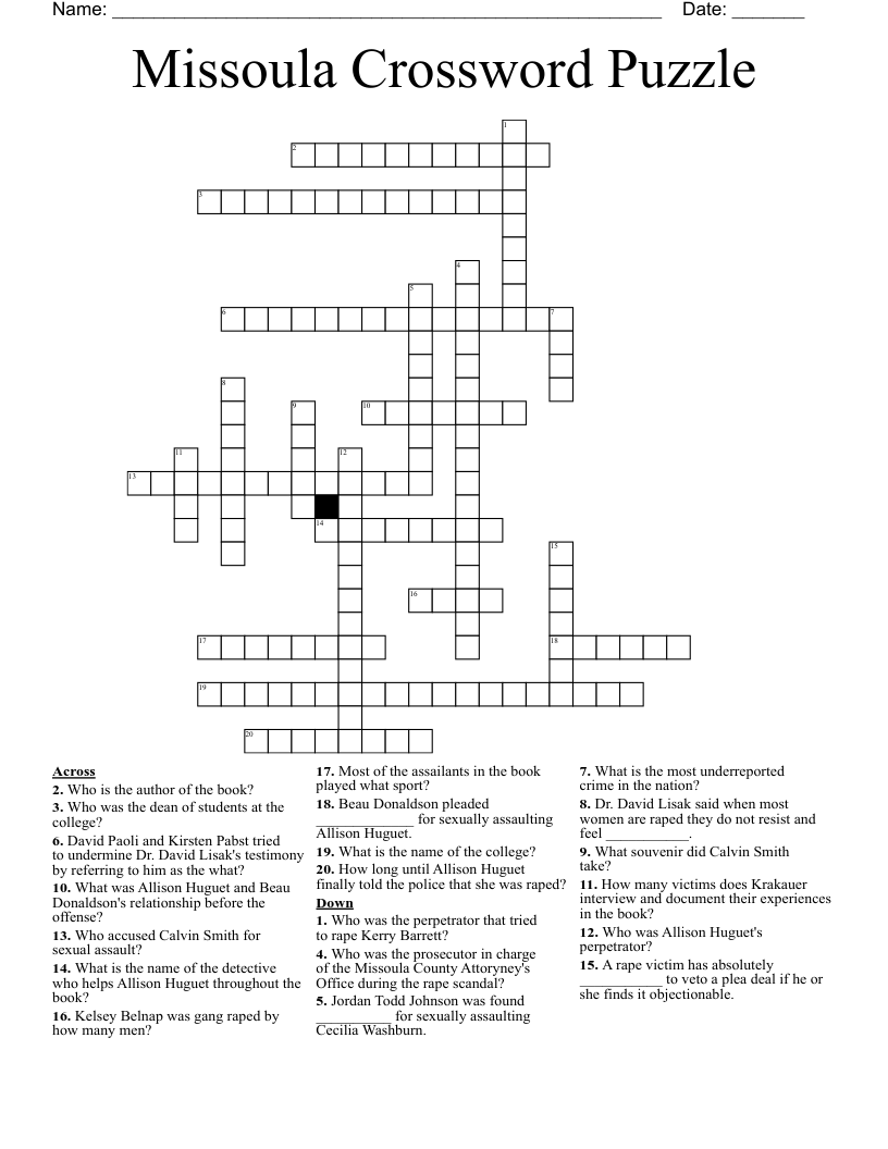 Missoula Crossword Puzzle 