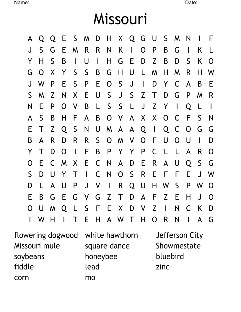 Missouri Word Search