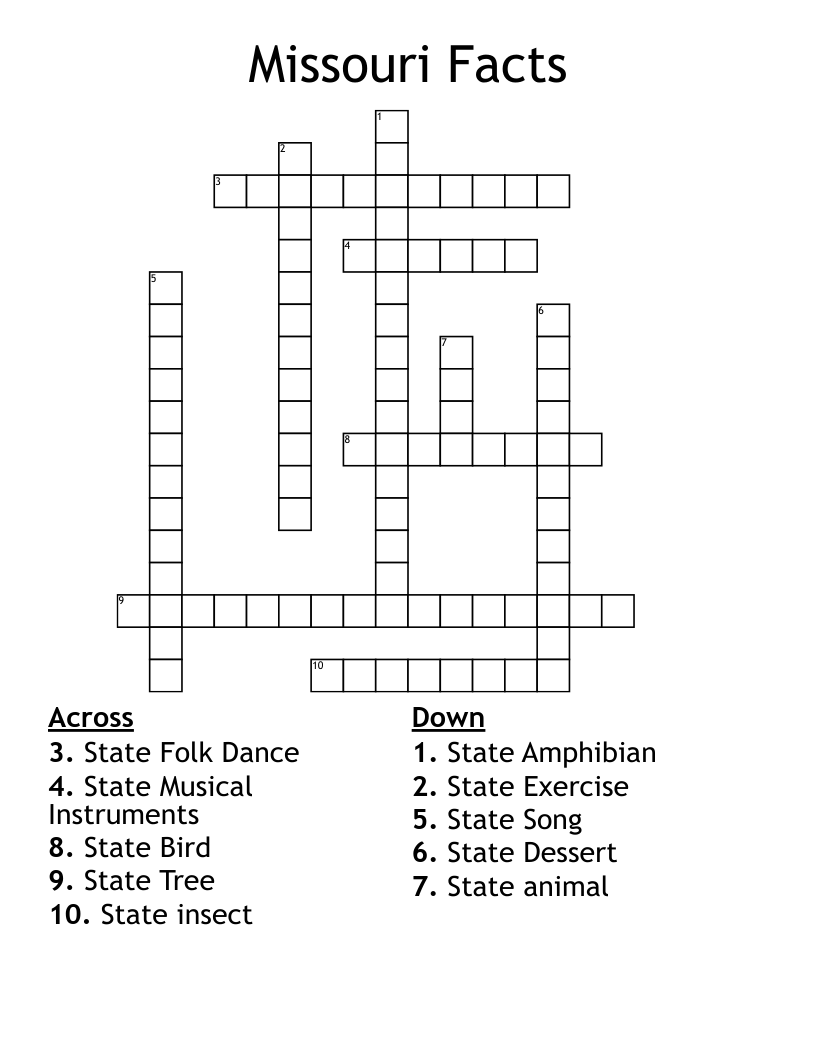 Missouri Facts Crossword