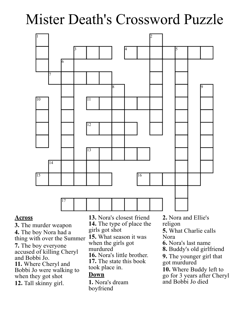 Mister Death's Crossword Puzzle