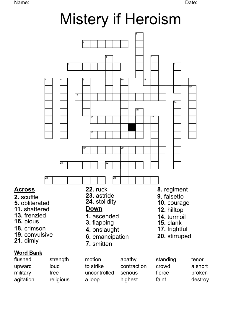 Mistery if Heroism  Crossword