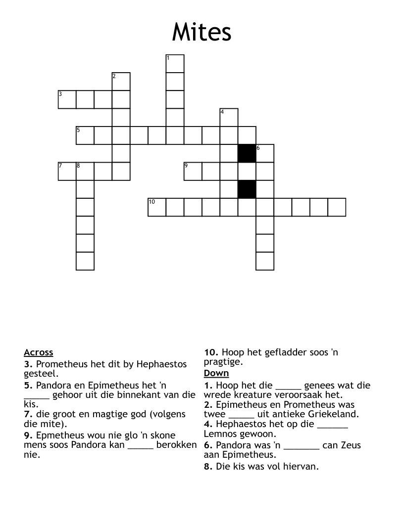 Mites Crossword