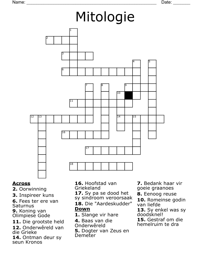 Mitologie Crossword