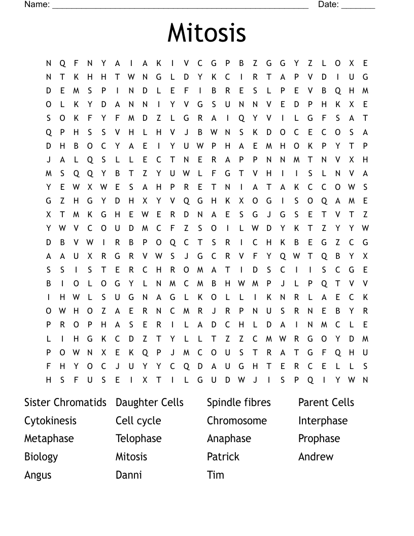 Mitosis Word Search