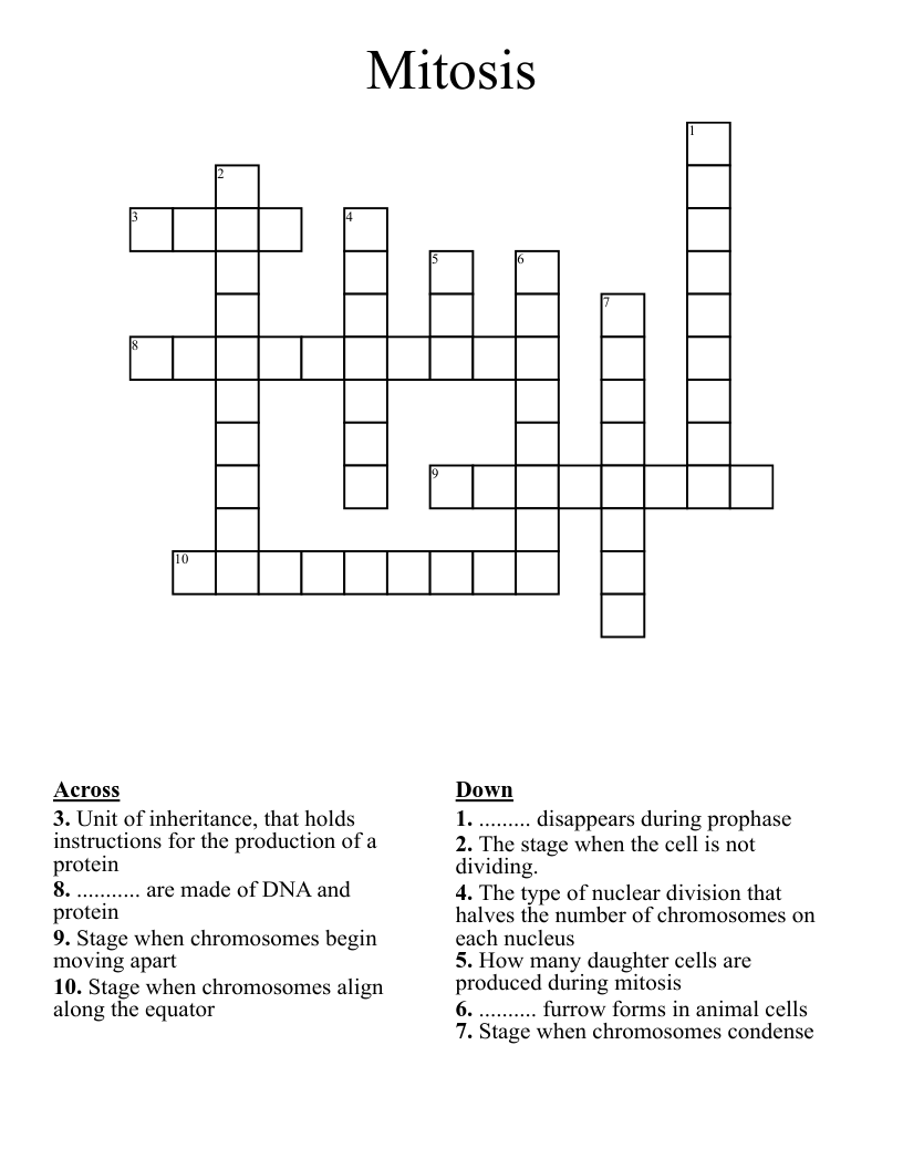 Mitosis Crossword