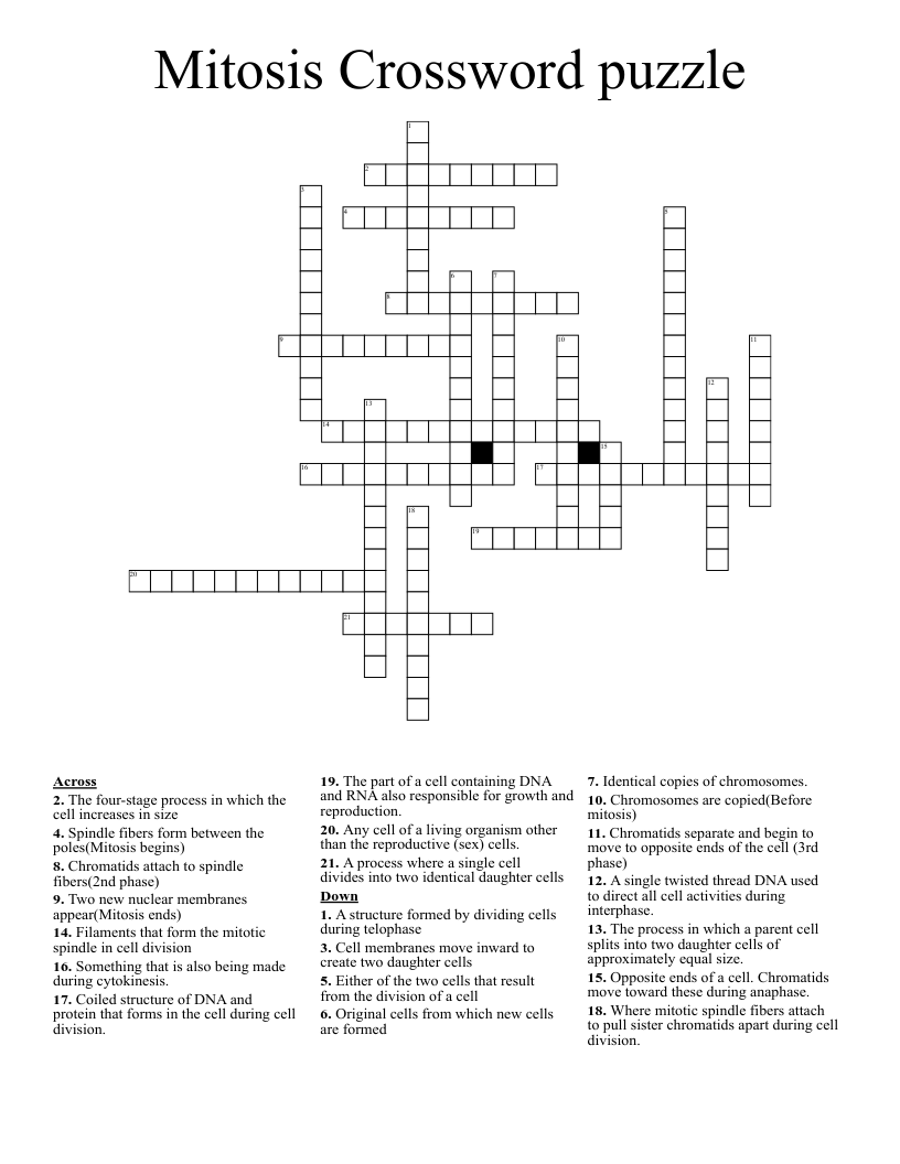 Mitosis Crossword puzzle