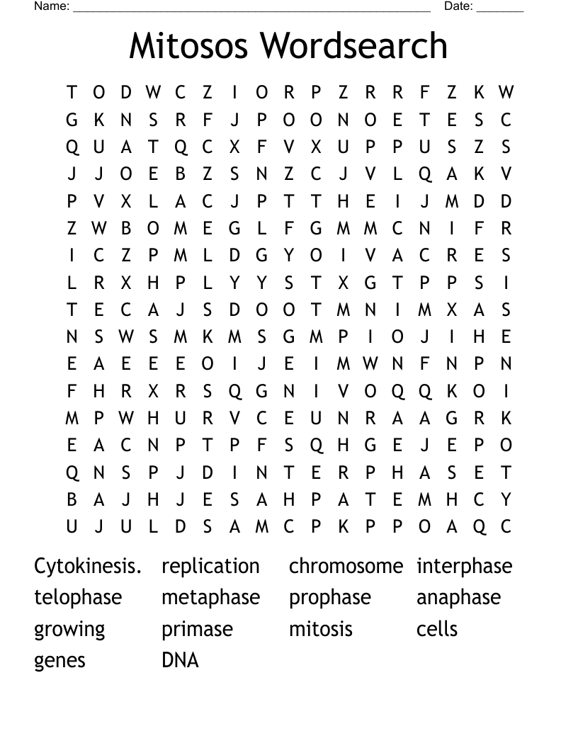Mitosos Wordsearch