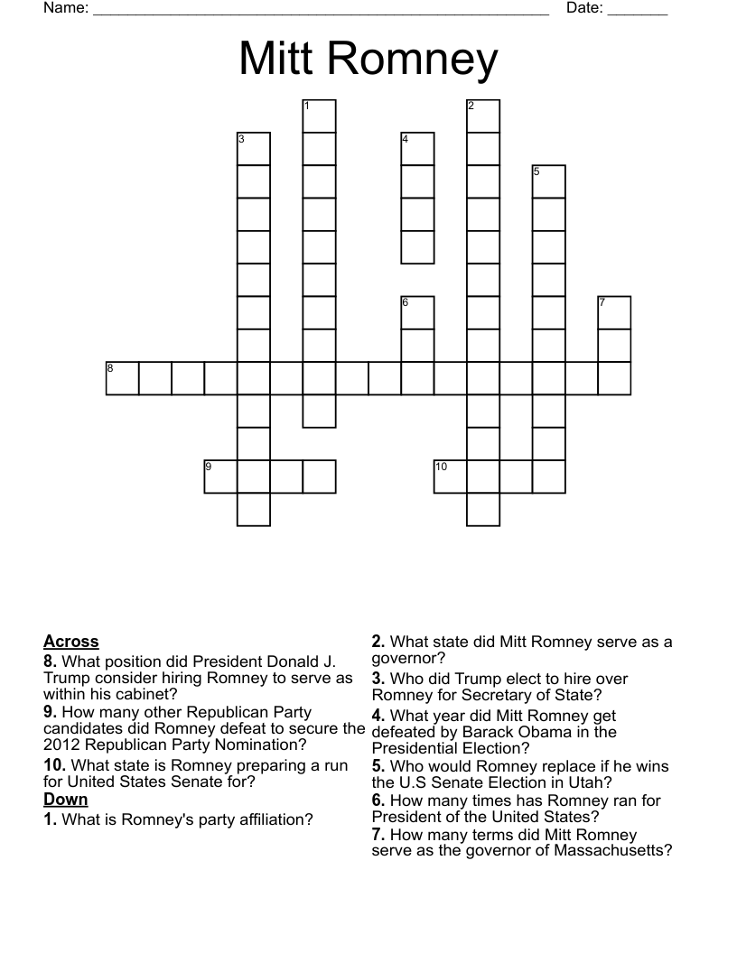 Mitt Romney  Crossword