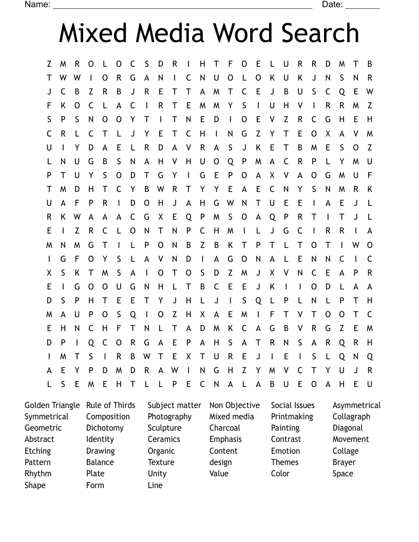 Mixed Media Word Search