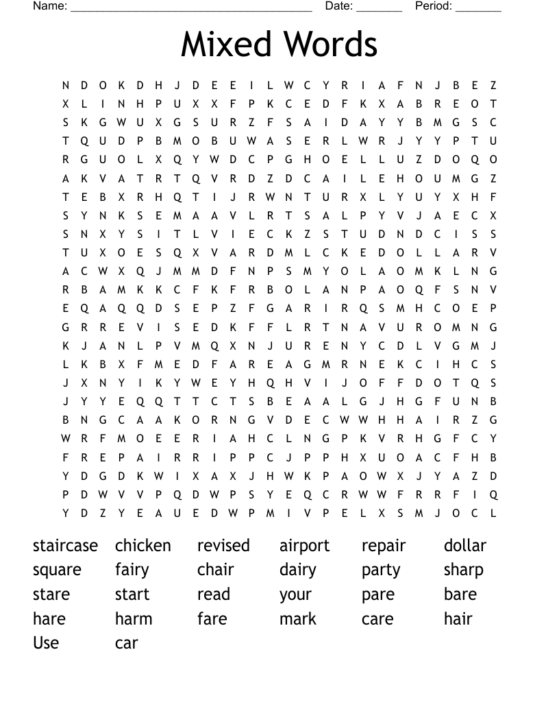 Mixed Words Word Search