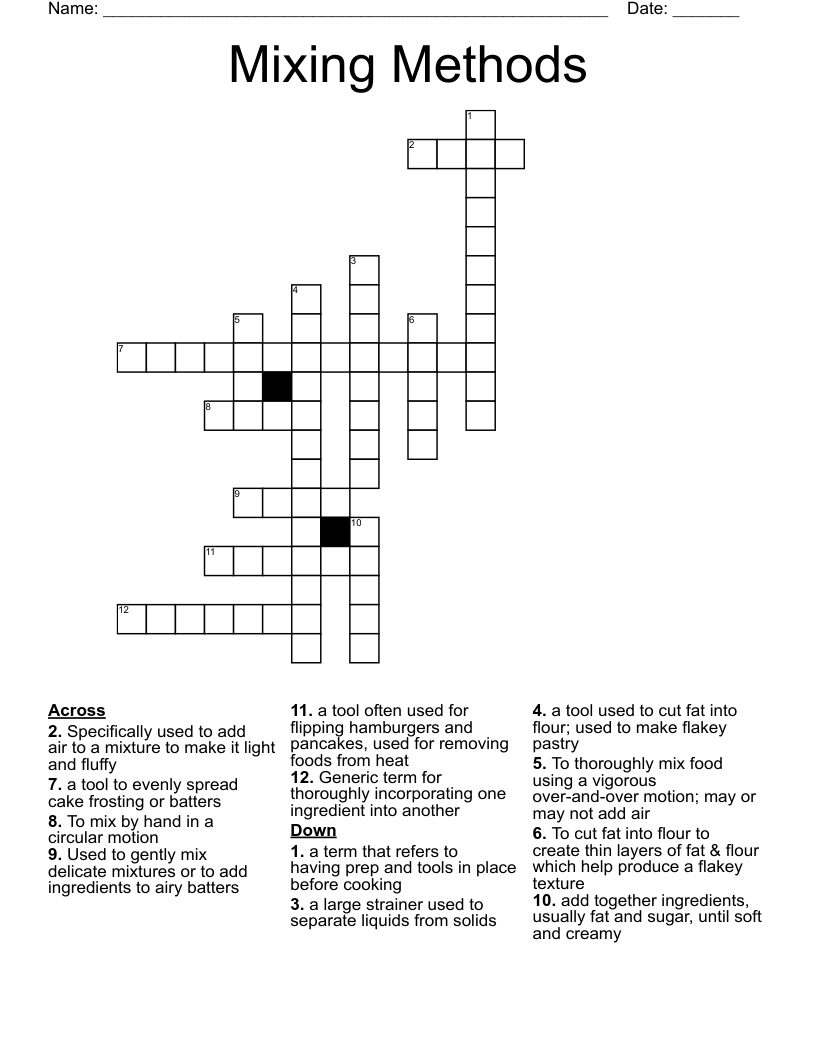 Mixing Methods Crossword