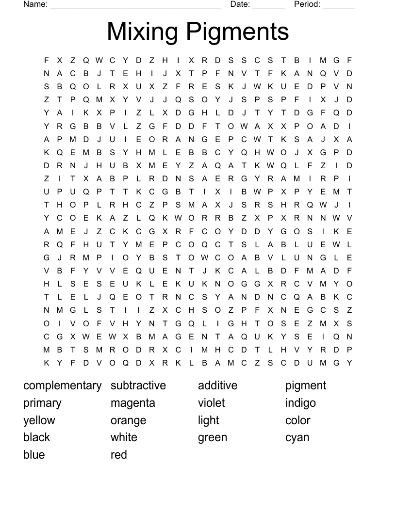 Mixing Pigments Word Search