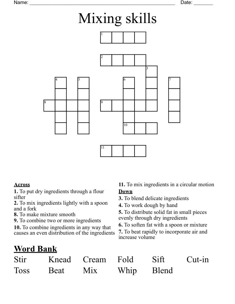 Mixing skills Crossword