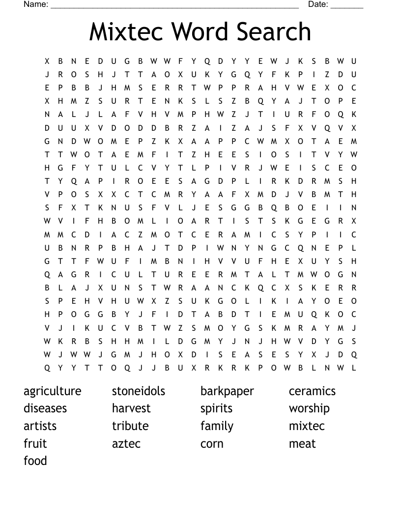 Mixtec Word Search