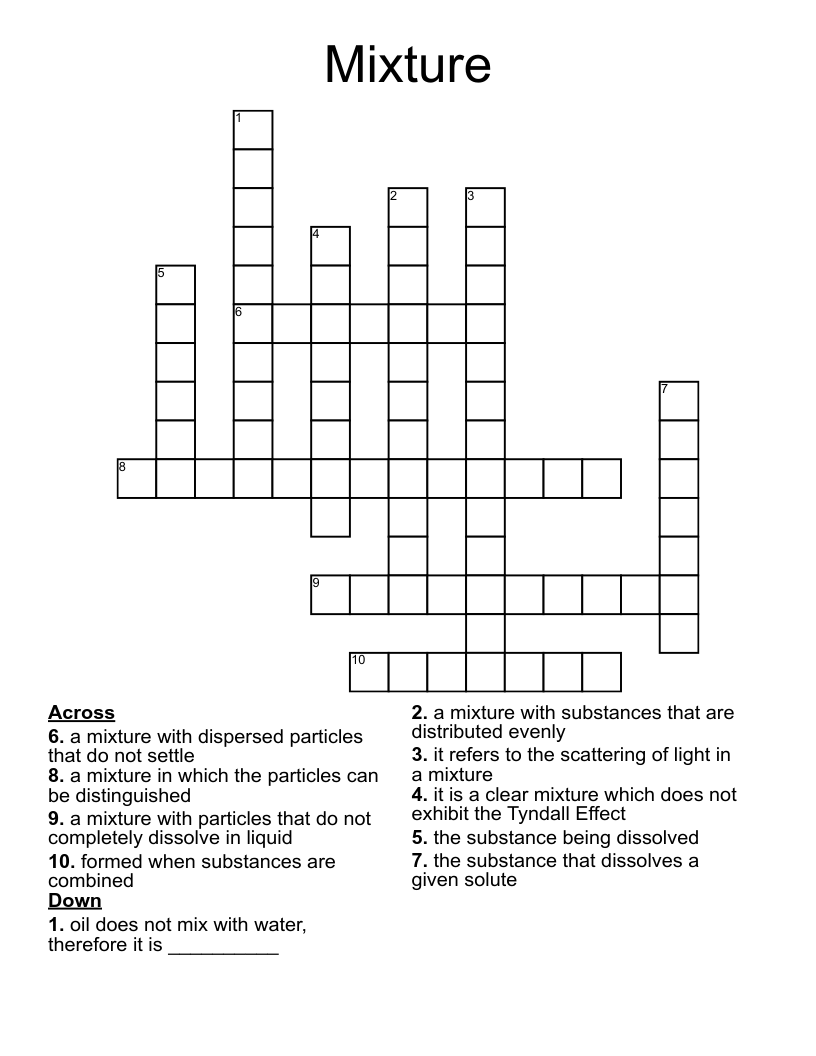 Mixture Crossword