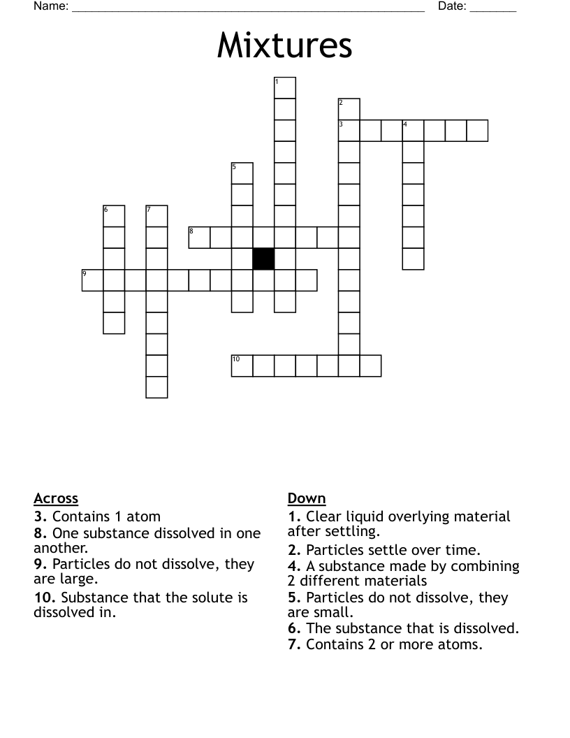 Mixtures Crossword