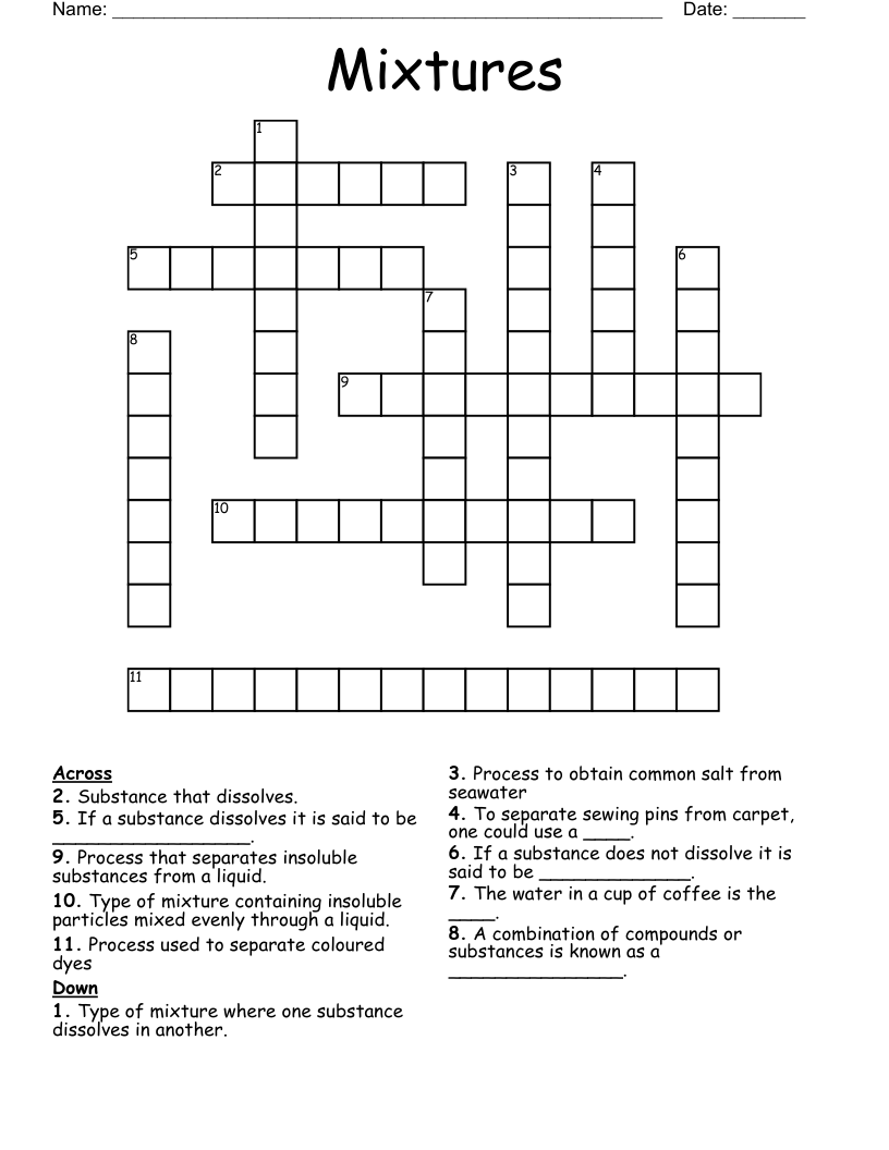 Mixtures Crossword