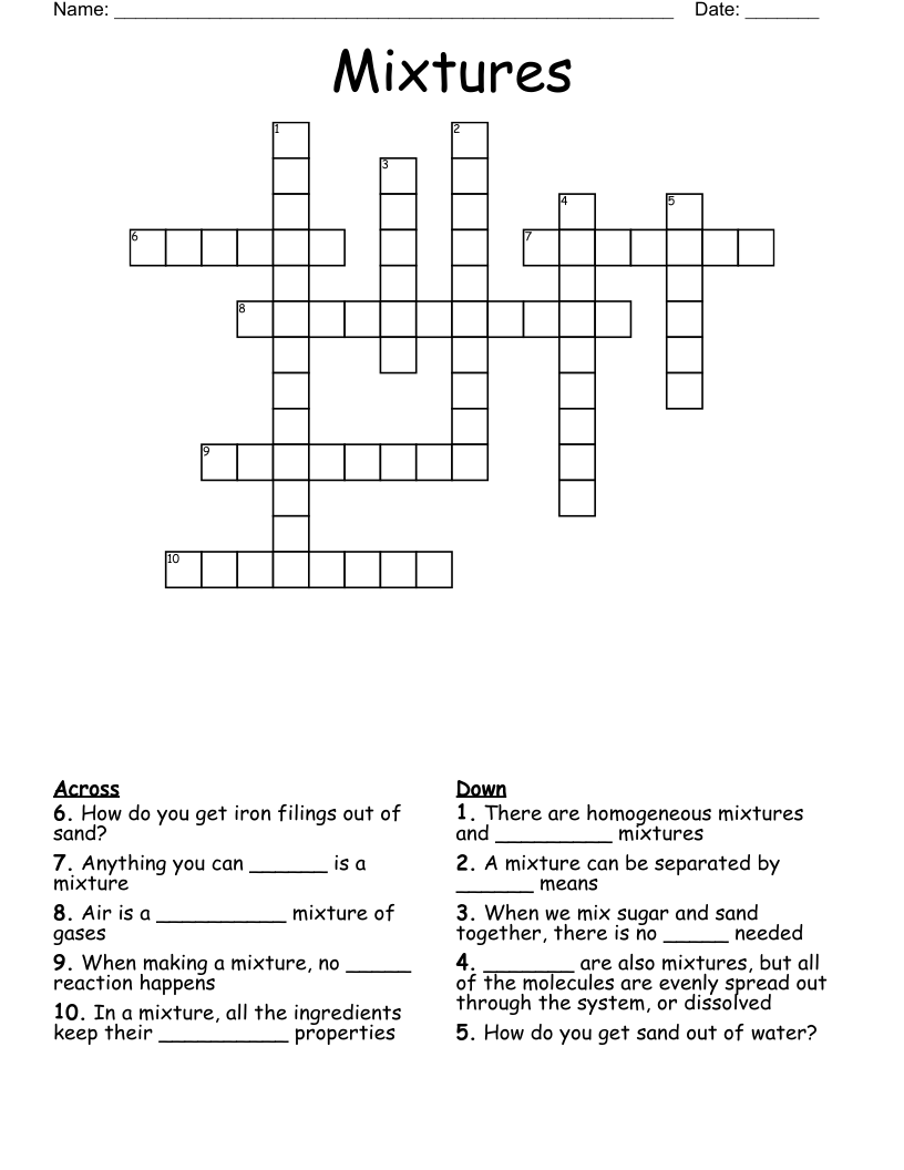 Mixtures Crossword