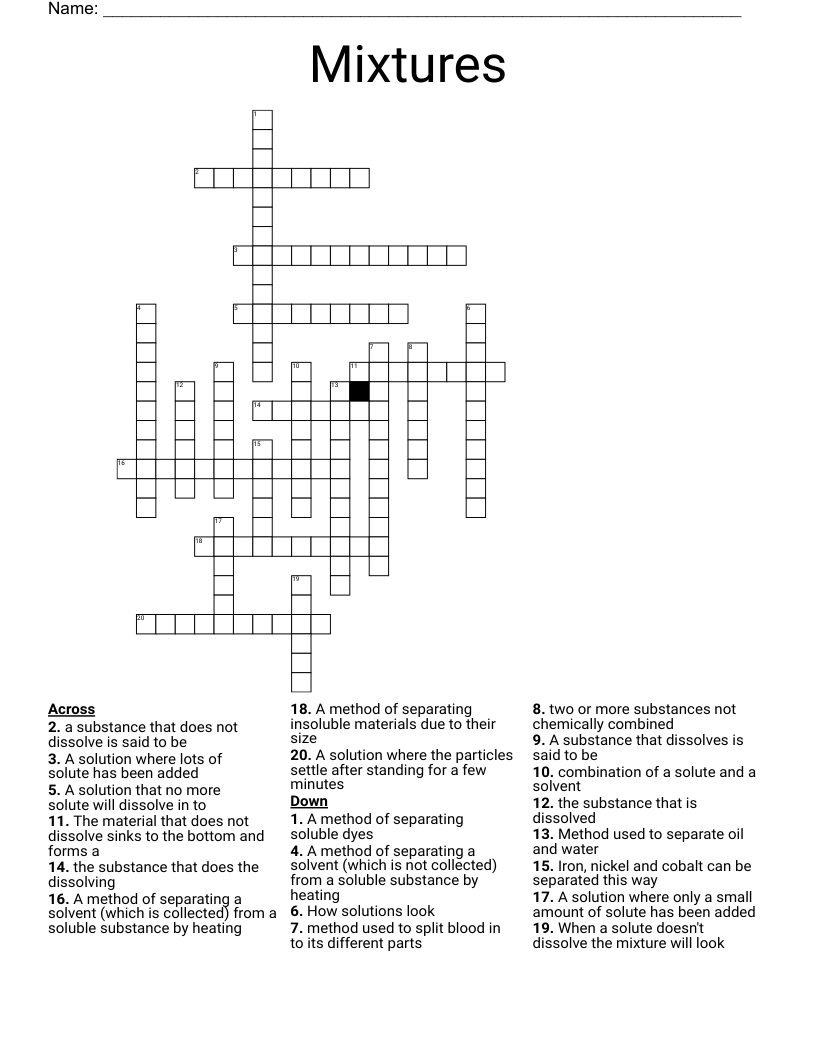 Mixtures Crossword