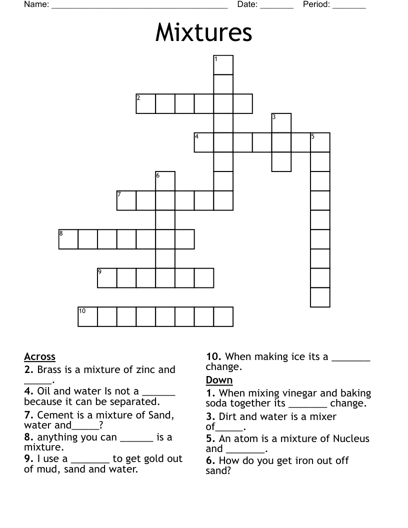 Mixtures Crossword