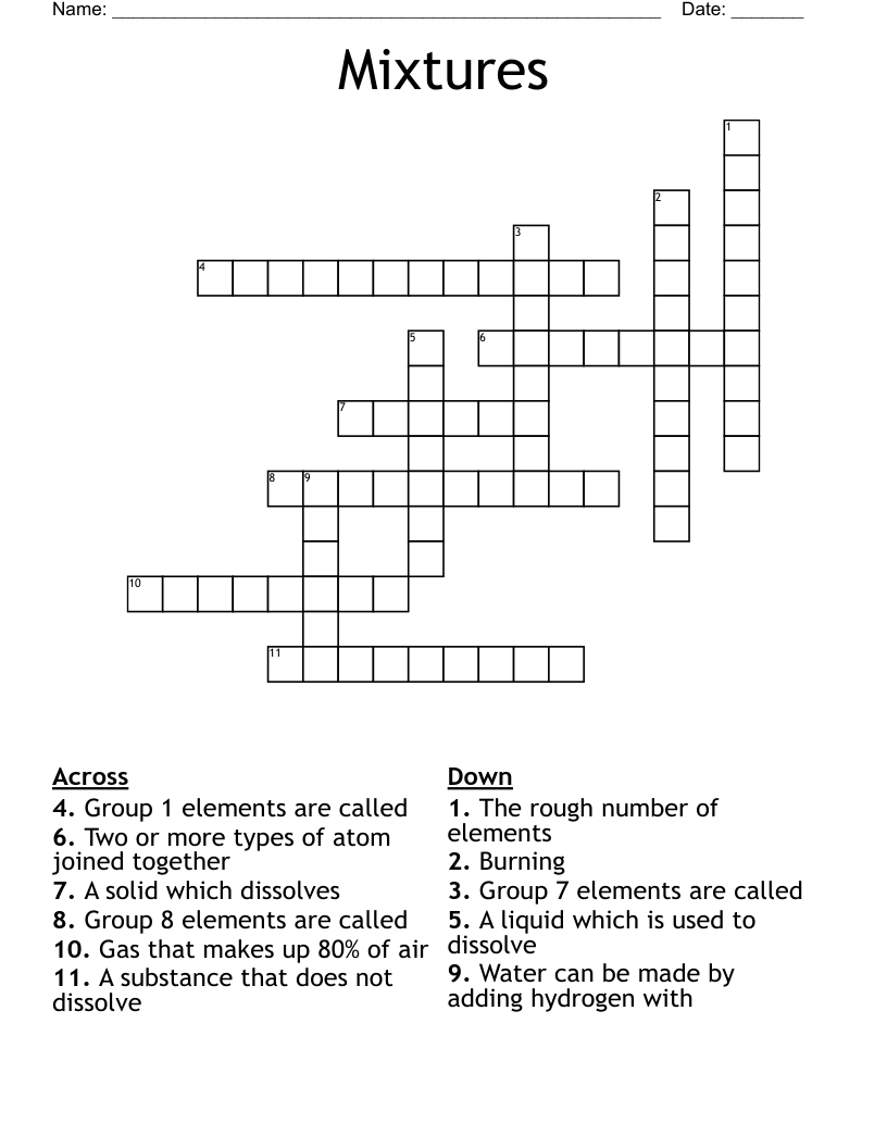 Mixtures Crossword