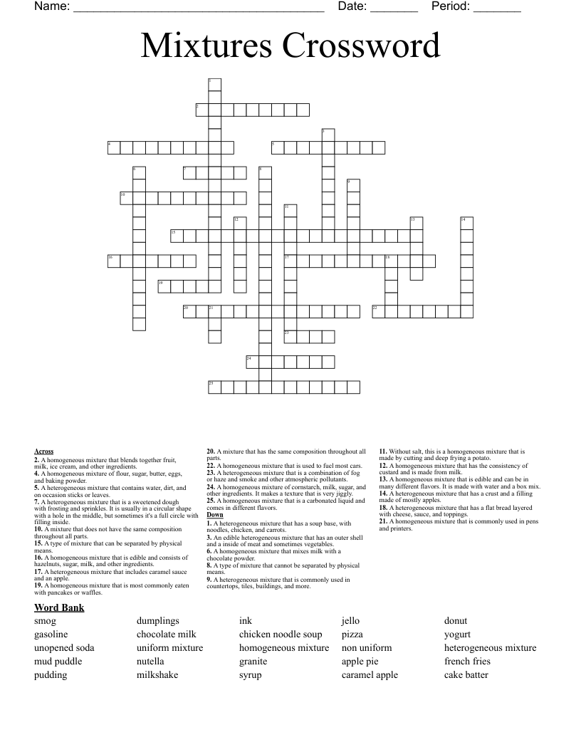 Mixtures Crossword