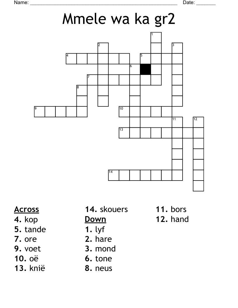 Mmele wa ka gr2 Crossword