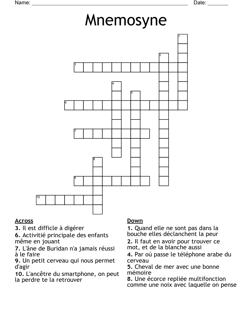 Mnemosyne Crossword
