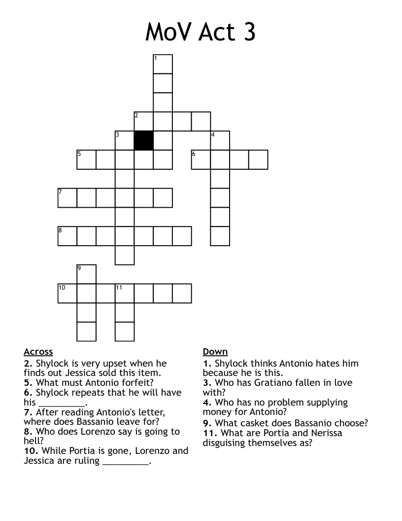 MoV Act 3 Crossword