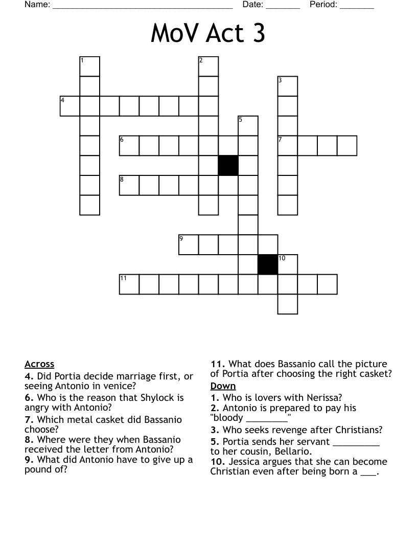 MoV Act 3 Crossword