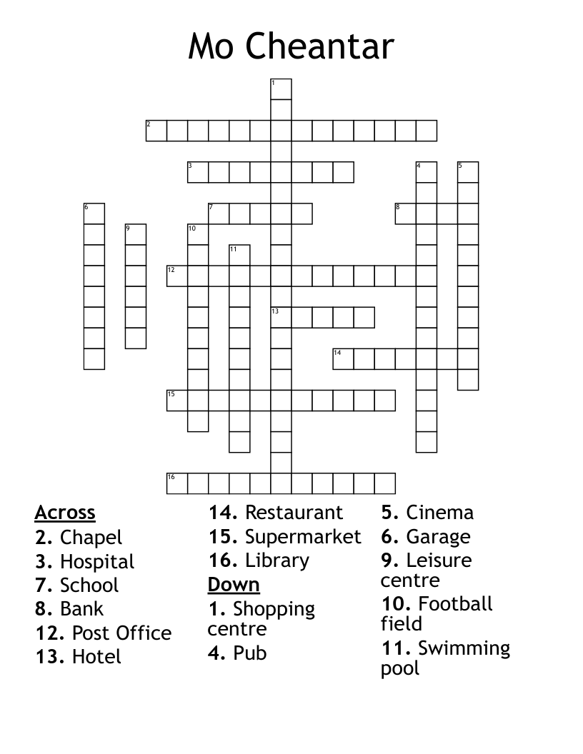 Mo Cheantar Crossword