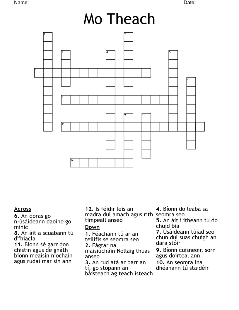 Mo Theach Crossword