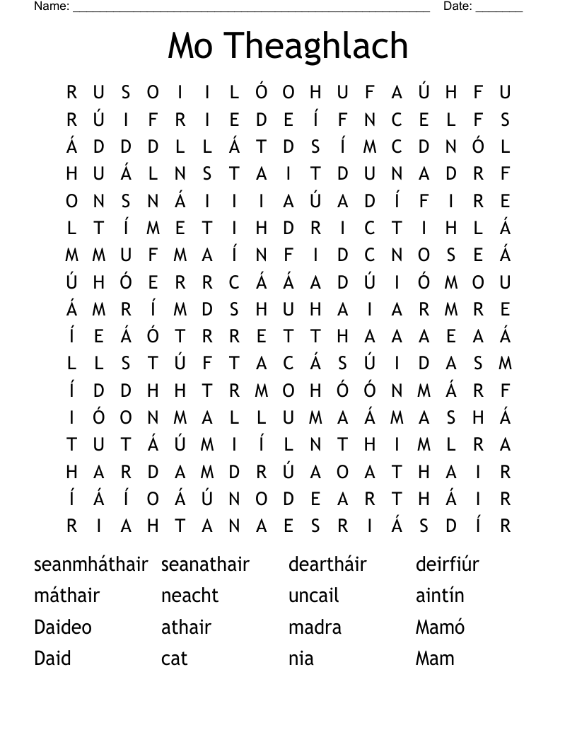 Mo Theaghlach Word Search