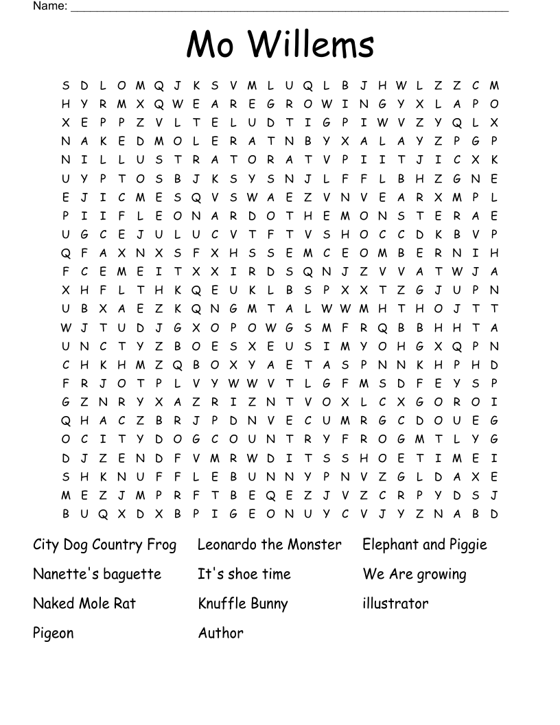 Mo Willems  Word Search