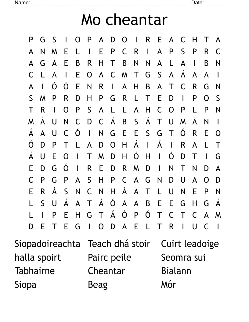 Mo cheantar Word Search