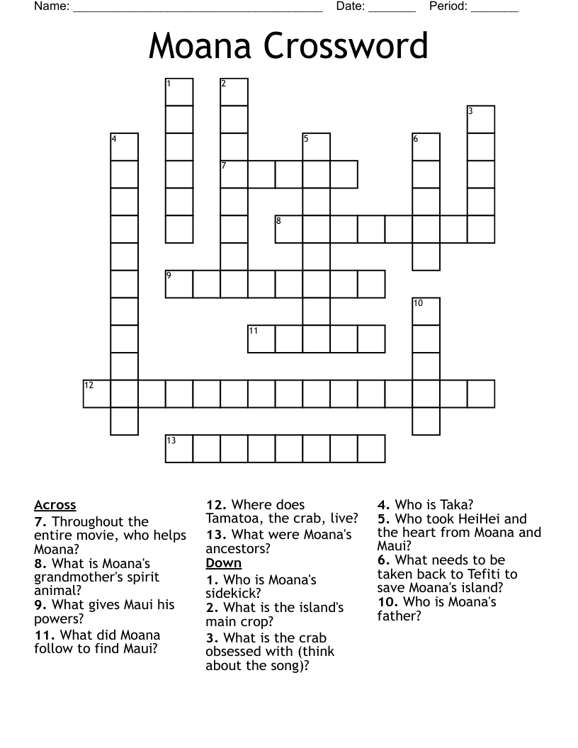 Moana Crossword