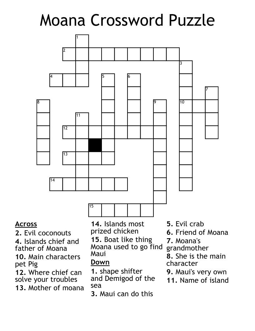 Moana Crossword Puzzle