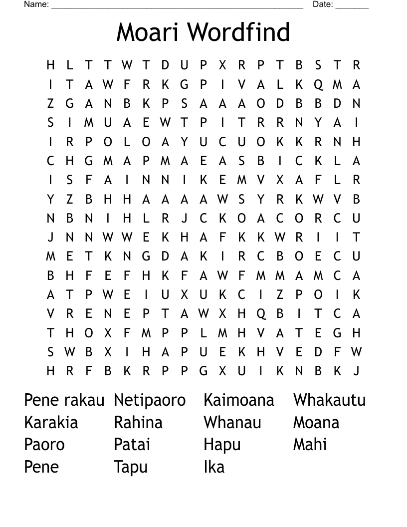 Moari Wordfind Word Search