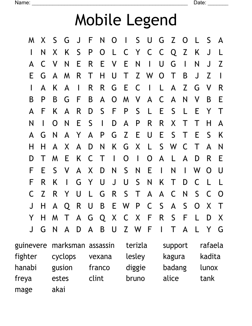 Mobile Legend Word Search