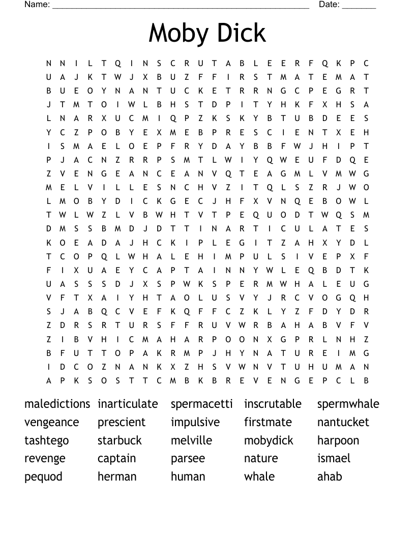 Moby Dick Word Search