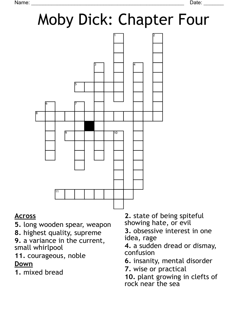 Moby Dick: Chapter Four Crossword