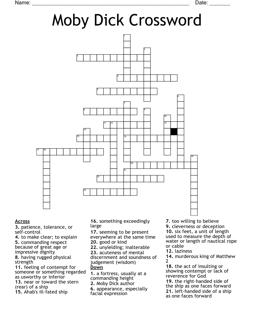 Moby Dick Crossword