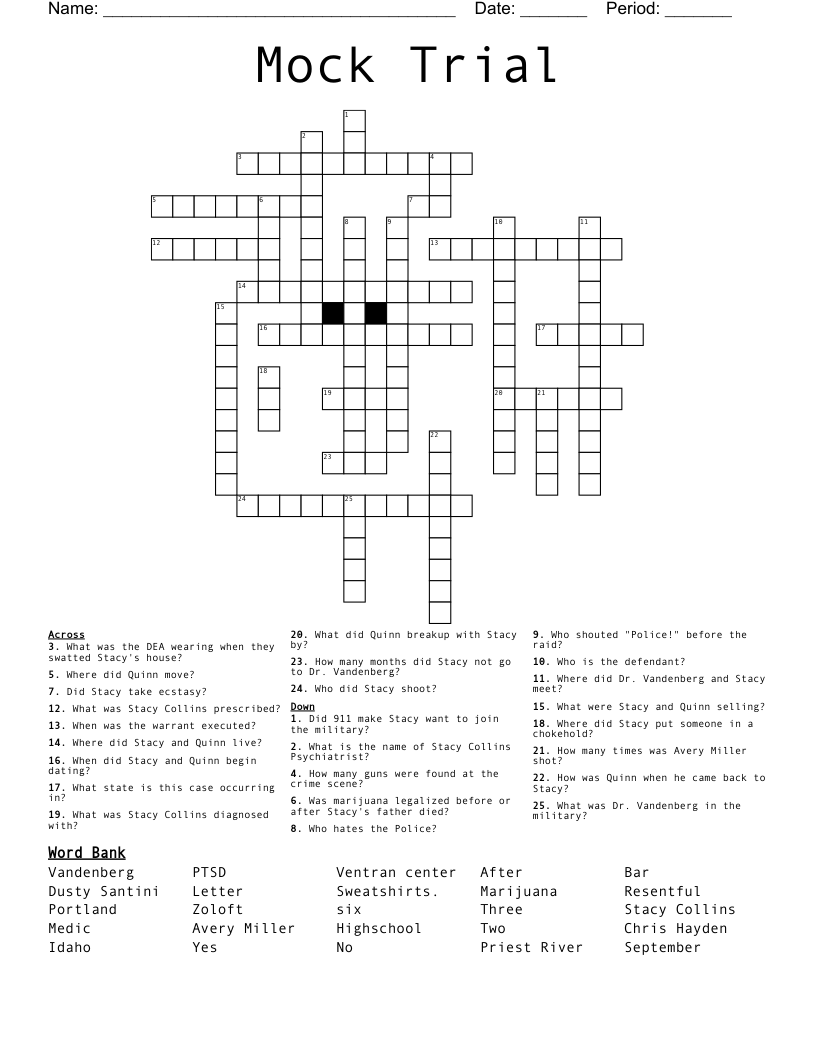 Mock Trial Crossword