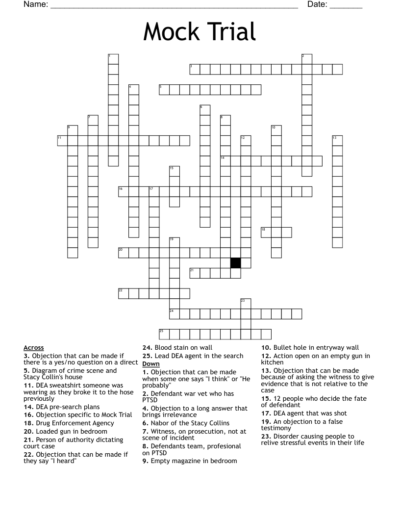 Mock Trial Crossword