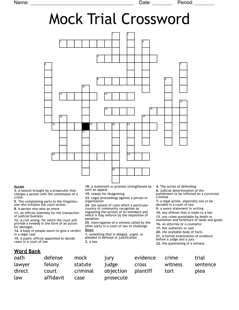 Mock Trial Crossword 