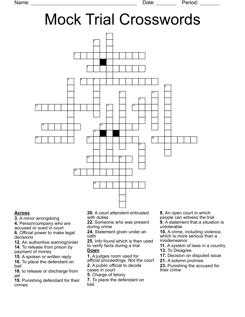 Mock Trial Crosswords
