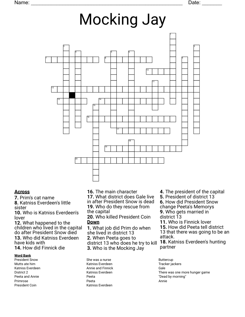 Mocking Jay Crossword
