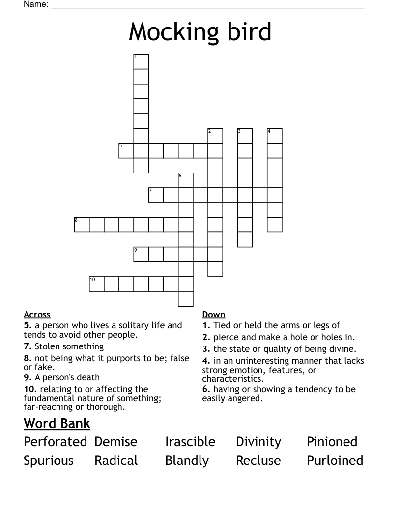 Mocking bird Crossword