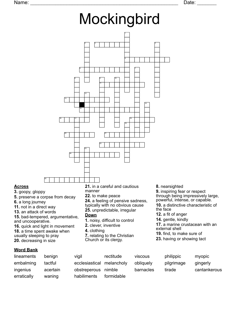 Mockingbird Crossword