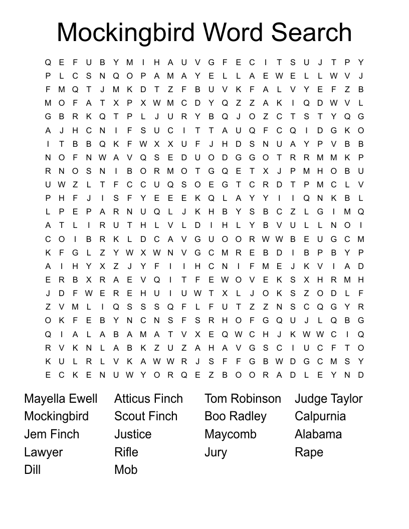 Mockingbird Word Search